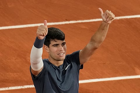 Spain's Carlos Alcaraz celebrates his win